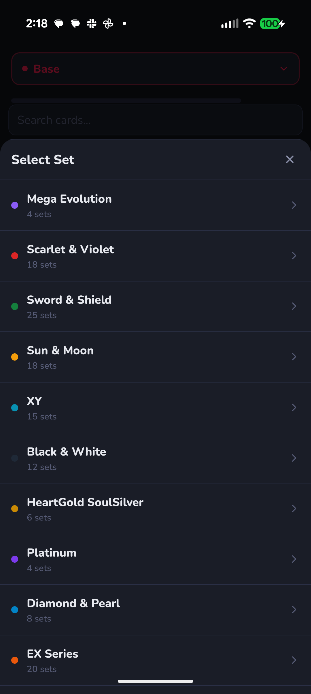 MasterDex set checklist on Android